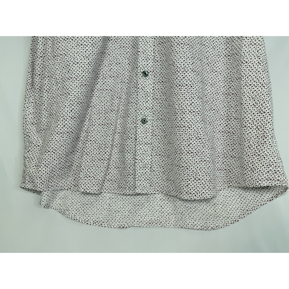 Michael Kors Men's Shirt Button Down Short Sleeve White Maroon Pattern Size XL - Picture 2 of 8
